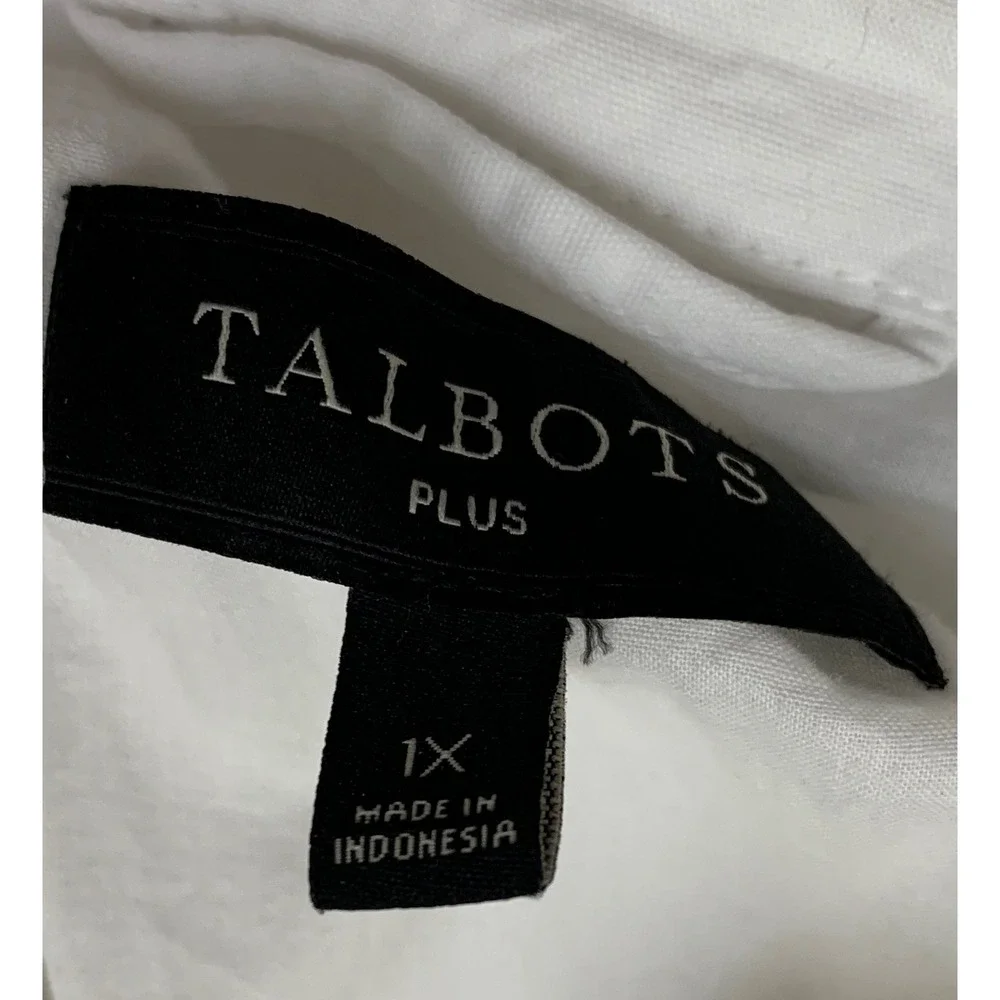 Talbots Plus Women's White Utility Safari Jacket Cotton Blend Button Front 1X - Picture 4 of 9
